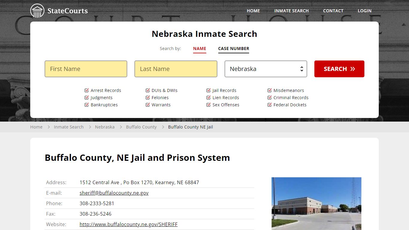 Buffalo County NE Jail Inmate Records Search, Nebraska - StateCourts